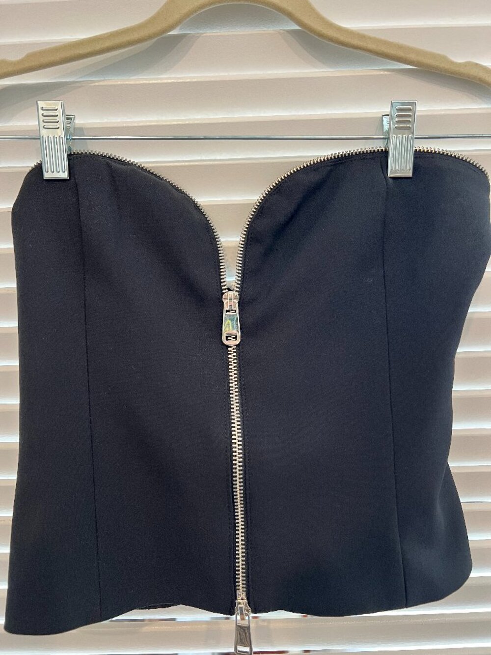 Zara Zipper Tube Top Black XS